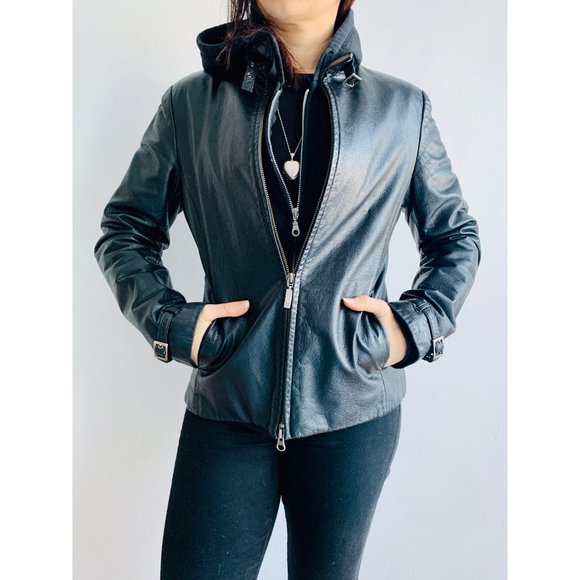 Danier Black Leather Jacket- Bomber - Picture 5 of 10